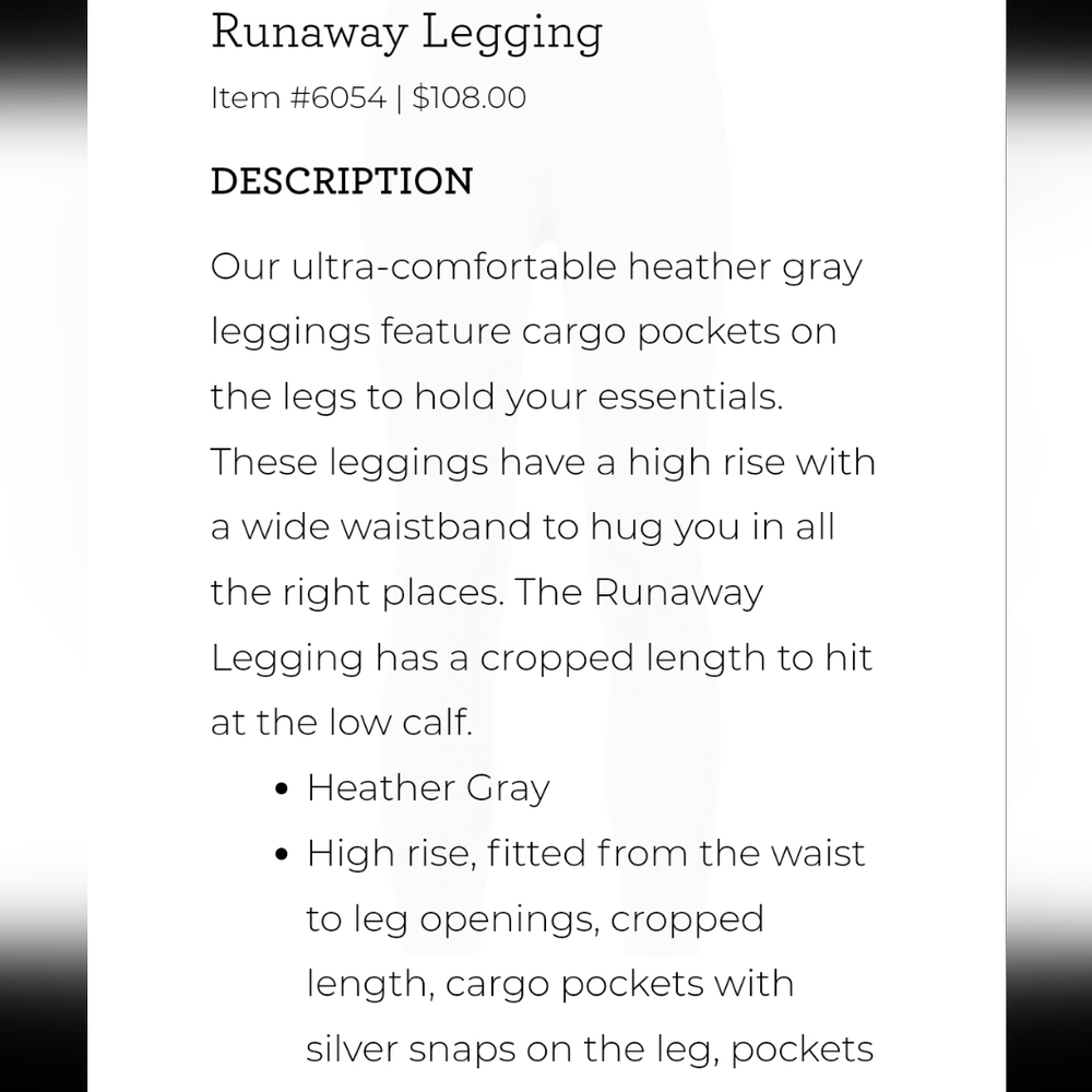 CAbi Runaway Legging Size L - Picture 2 of 4